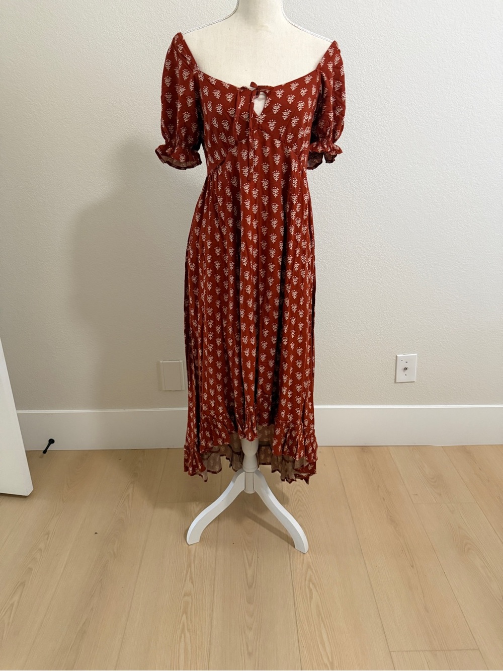 Patrons of Peace Rust Red Floral Maxi Dress - Picture 3 of 6